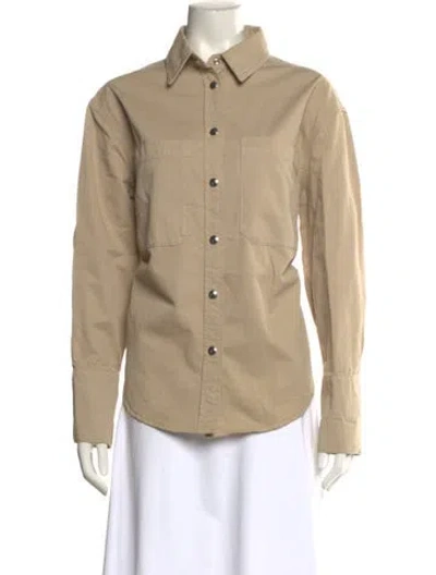 Pre-owned Anine Bing Long Sleeve Button-up Top In Neutral