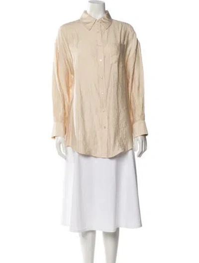 Pre-owned Anine Bing Long Sleeve Button-up Top In Neutral