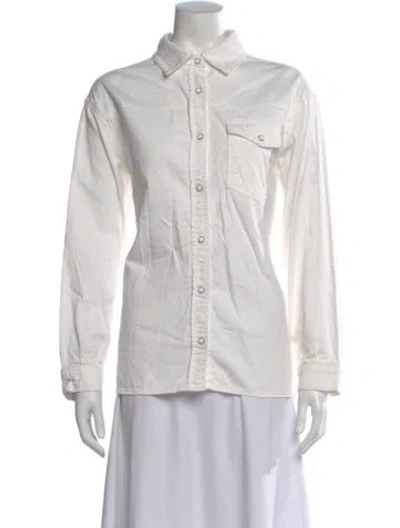 Pre-owned Anine Bing Long Sleeve Button-up Top In Neutral
