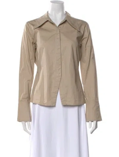 Pre-owned Anine Bing Long Sleeve Button-up Top In Neutral