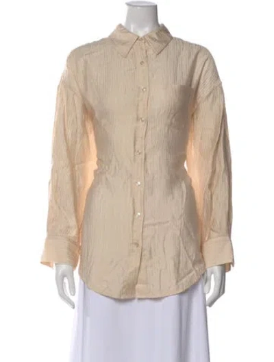 Pre-owned Anine Bing Long Sleeve Button-up Top In Neutral
