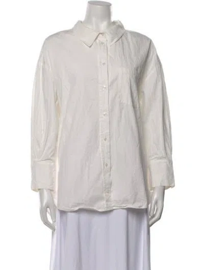Pre-owned Anine Bing Long Sleeve Button-up Top In Neutral