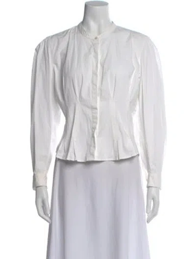 Pre-owned Anine Bing Long Sleeve Button-up Top In Neutral