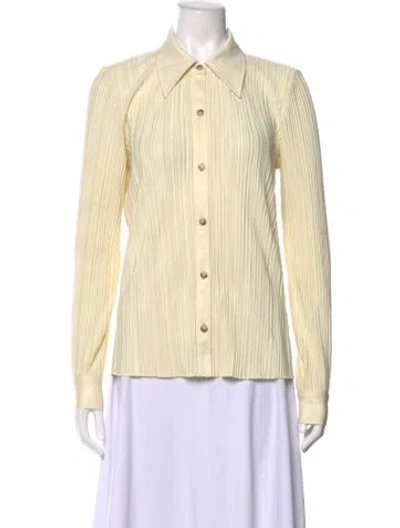 Pre-owned Anine Bing Long Sleeve Button-up Top In Neutral