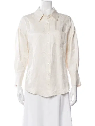 Pre-owned Anine Bing Long Sleeve Button-up Top In Neutral