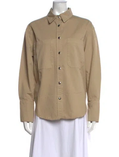Pre-owned Anine Bing Long Sleeve Button-up Top In Neutral