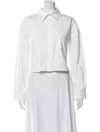 Pre-owned Anine Bing Long Sleeve Button-up Top In Neutral
