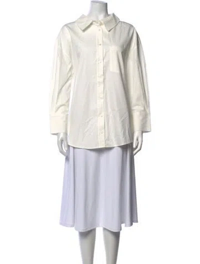 Pre-owned Anine Bing Long Sleeve Button-up Top In Neutrals
