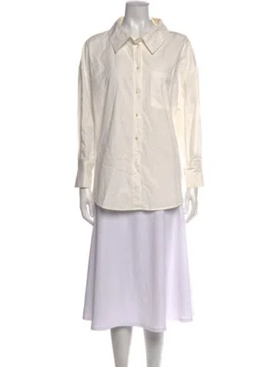 Pre-owned Anine Bing Long Sleeve Button-up Top In Neutrals