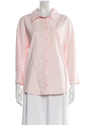 Pre-owned Anine Bing Long Sleeve Button-up Top In Pink