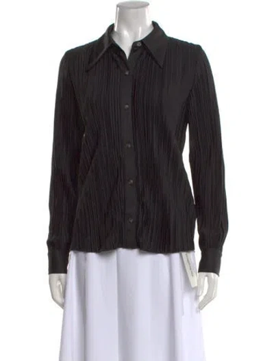 Pre-owned Anine Bing Long Sleeve Button-up Top W/ Tags In Black