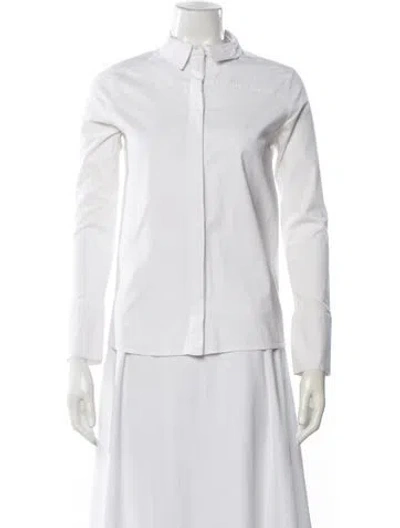 Pre-owned Anine Bing Long Sleeve Button-up Top In White