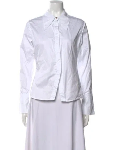 Pre-owned Anine Bing Long Sleeve Button-up Top In White