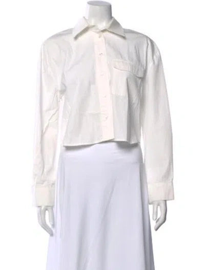 Pre-owned Anine Bing Long Sleeve Button-up Top In White