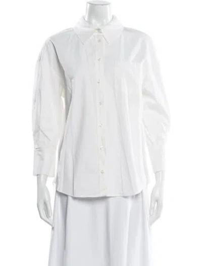 Pre-owned Anine Bing Long Sleeve Button-up Top In White