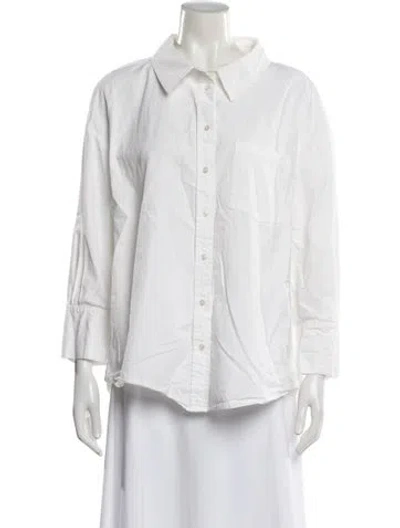 Pre-owned Anine Bing Long Sleeve Button-up Top In White