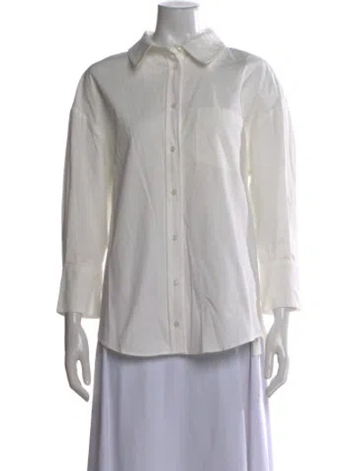 Pre-owned Anine Bing Long Sleeve Button-up Top In White