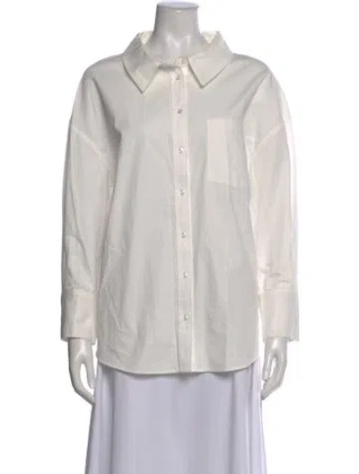 Pre-owned Anine Bing Long Sleeve Button-up Top In White