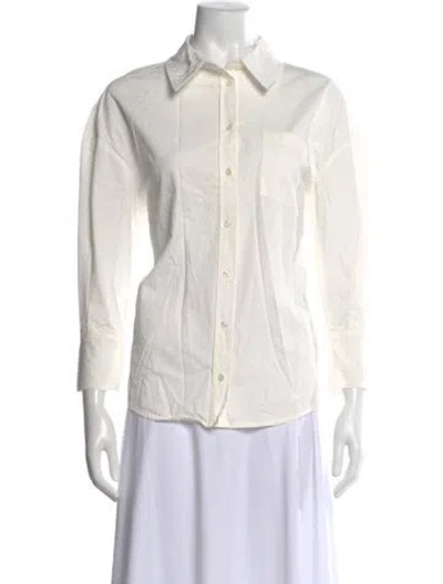 Pre-owned Anine Bing Long Sleeve Button-up Top In White