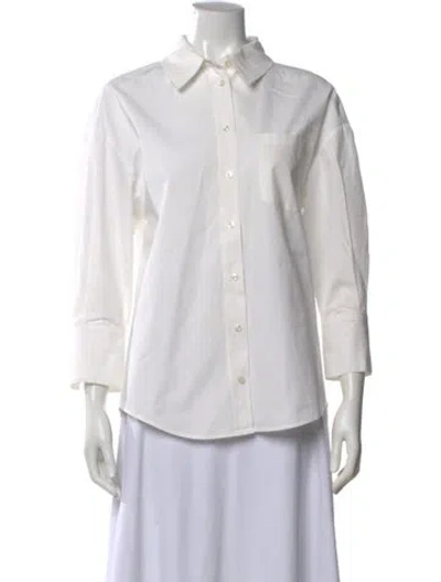 Pre-owned Anine Bing Long Sleeve Button-up Top In White