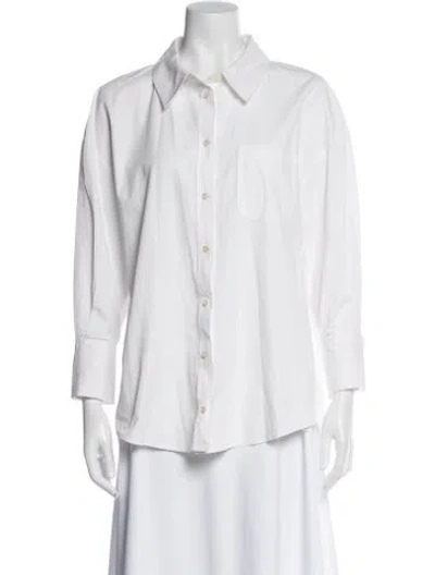 Pre-owned Anine Bing Long Sleeve Button-up Top In White