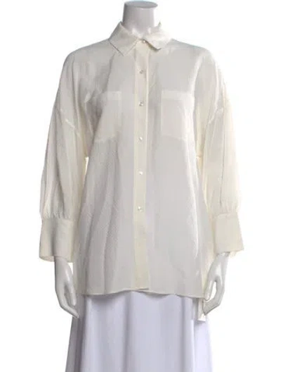 Pre-owned Anine Bing Long Sleeve Button-up Top In White