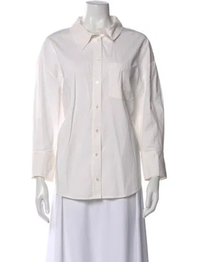 Pre-owned Anine Bing Long Sleeve Button-up Top In White
