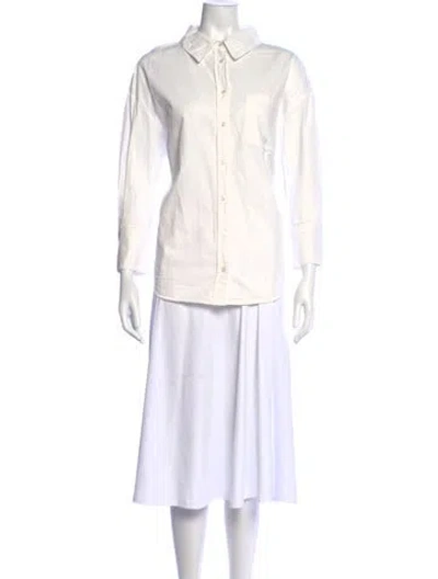 Pre-owned Anine Bing Long Sleeve Button-up Top In White