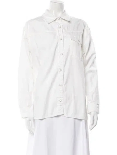 Pre-owned Anine Bing Long Sleeve Button-up Top In White