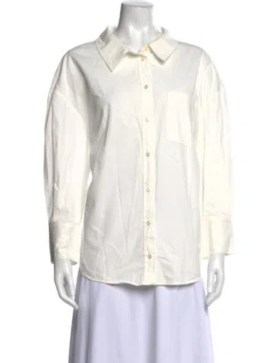 Pre-owned Anine Bing Long Sleeve Button-up Top In White