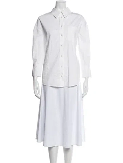 Pre-owned Anine Bing Long Sleeve Button-up Top In White