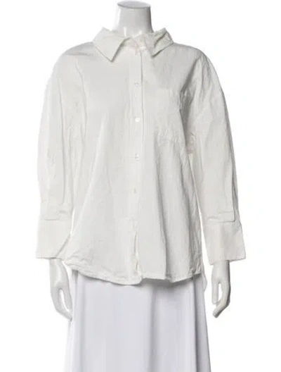 Pre-owned Anine Bing Long Sleeve Button-up Top In White