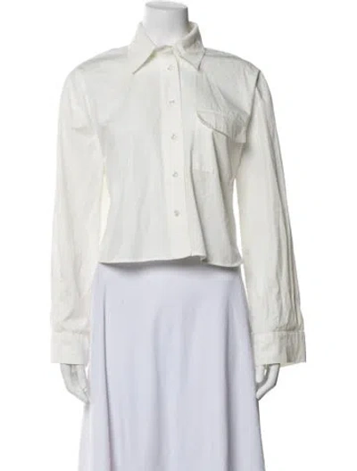 Pre-owned Anine Bing Long Sleeve Button-up Top In White