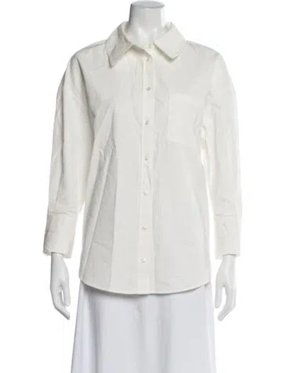 Pre-owned Anine Bing Long Sleeve Button-up Top In White