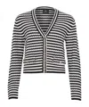 Anine Bing Gwen Cardigan In Black And Ivory Stripe In White/black