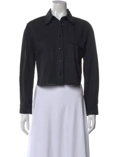 Pre-owned Anine Bing Long Sleeve Crop Top In Black
