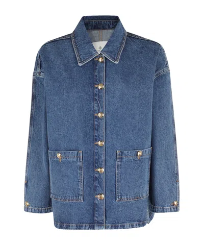 Anine Bing Long Sleeve Denim Jacket In Blue