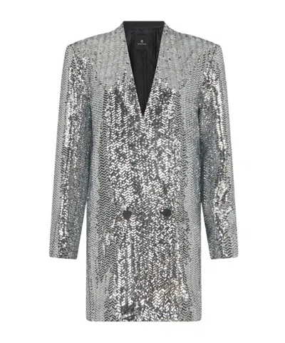 Anine Bing Long Sleeve Dress In Silver