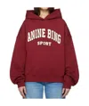 Anine Bing Long Sleeve Hooded Sweatshirt In Red