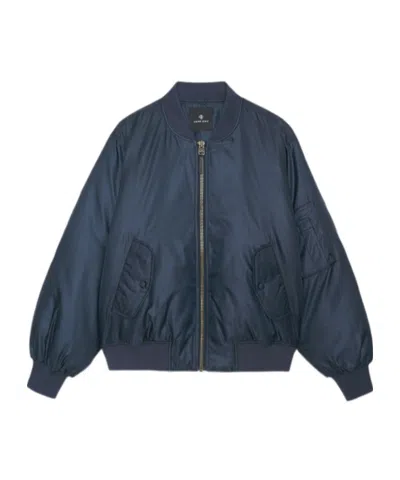 Anine Bing Leon Padded Shell Bomber Jacket In Blue