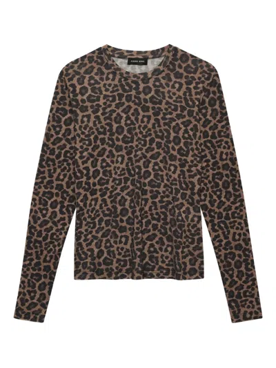 Anine Bing Long-sleeve Leopard-print T-shirt In Brown