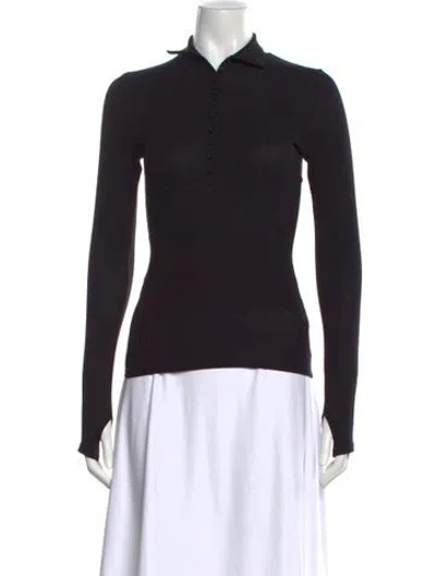 Pre-owned Anine Bing Long Sleeve Polo In Black