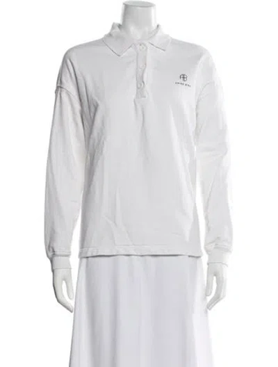 Pre-owned Anine Bing Long Sleeve Polo In White