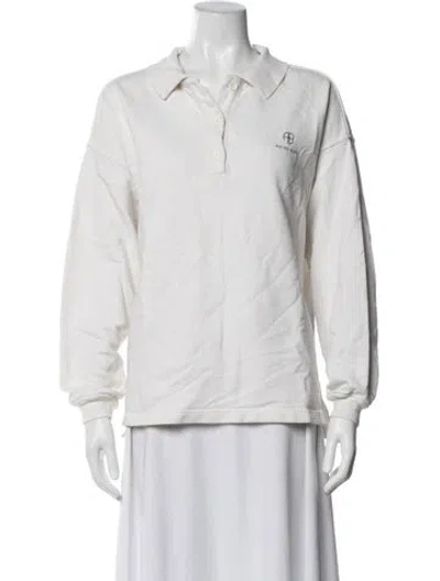 Pre-owned Anine Bing Long Sleeve Polo In White