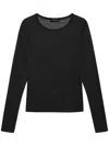 Anine Bing Long-sleeve Tee With Round Neckline And Cropped Length In Black