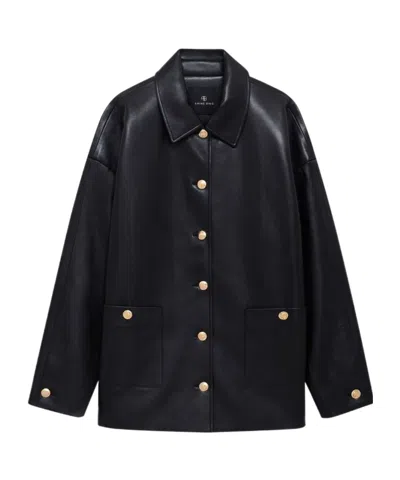 Anine Bing Regenerated Leather Luca Jacket In Black