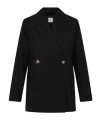Anine Bing Kaia Double-breasted Grain De Poudre Blazer In Black