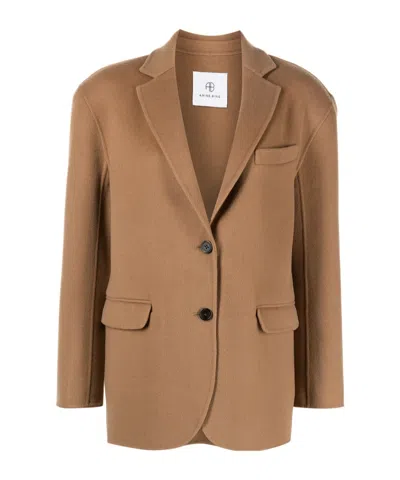 Anine Bing Oversized Wool-cashmere Blend Blazer In Brown