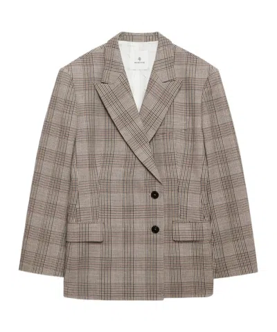 Anine Bing Asymmetric Prince Of Wales Jacket Women In Gray