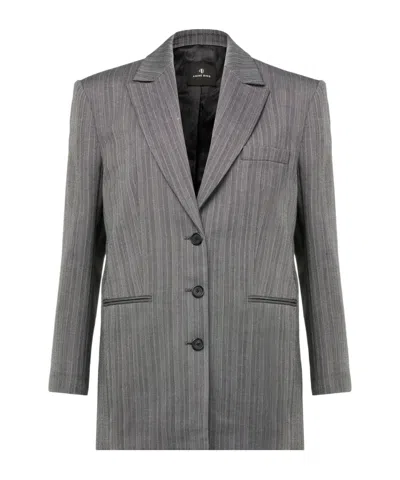 Anine Bing Long-sleeved Suit Jacket In Gray